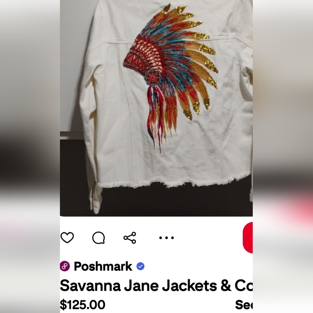 White Beaded Women's Jean Jacket - Picture 7 of 13